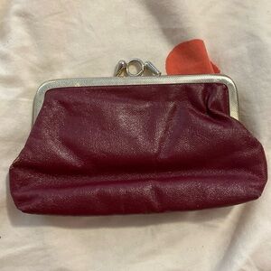 Vintage burgundy three section coin purse
